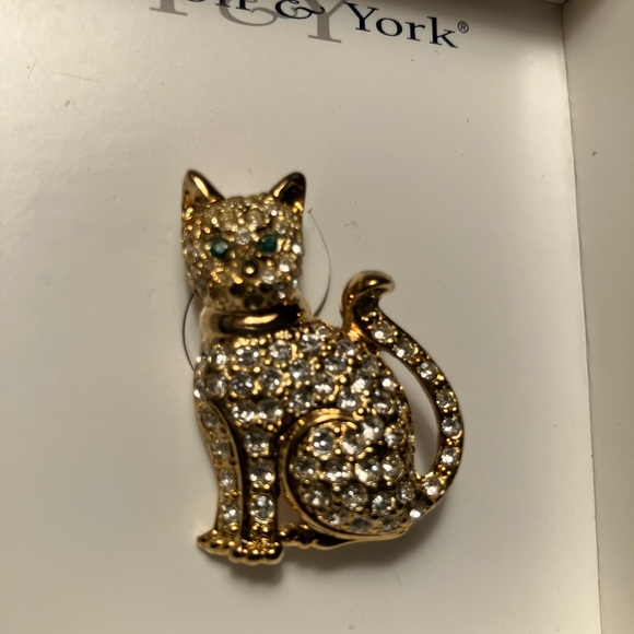 PRESTON AND YORK NWT RHINESTONE PLATED KITTIE CAT NWT - Picture 4 of 5